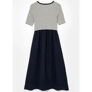 Mint Velvet Navy Striped Woven Mix Midi Dress